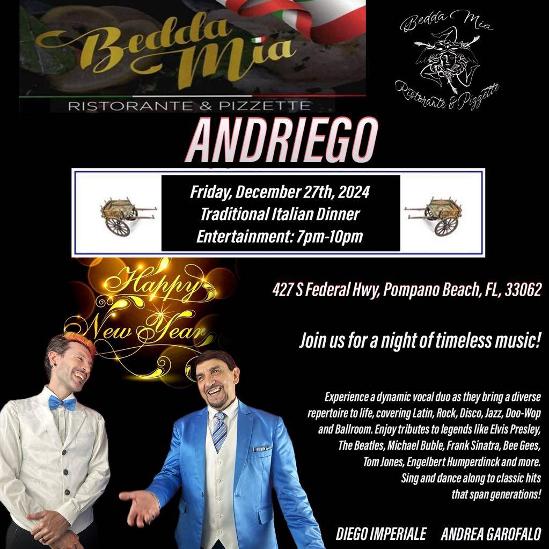 Andriego at Bedda Mia - South Florida Entertainment at its Finest