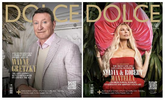 WAYNE GRETZKY AND SYLVIA MANTELLA FEATURED ON DOLCE MAGAZINE DUAL COVER