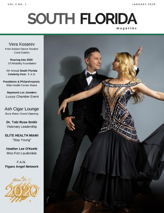 Vera and Vladimir Kosarev on the cover of South Florida Magazine January, 2020